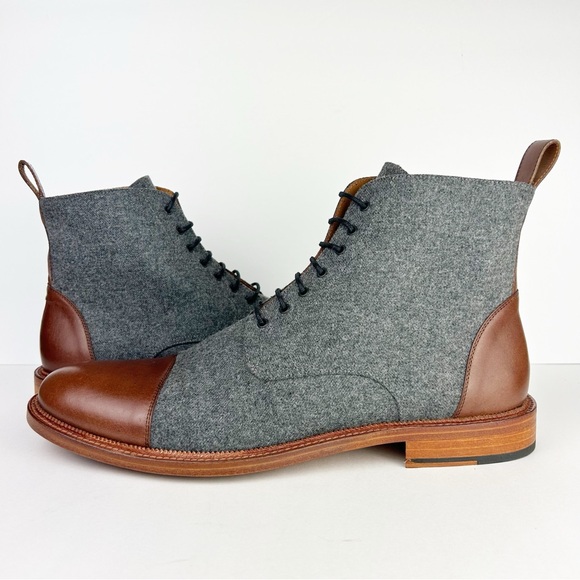 Taft The Jack Grey Brown Wool Leather Never Worn Hipster Ankle Boot US 14 EU 47 - Picture 1 of 12